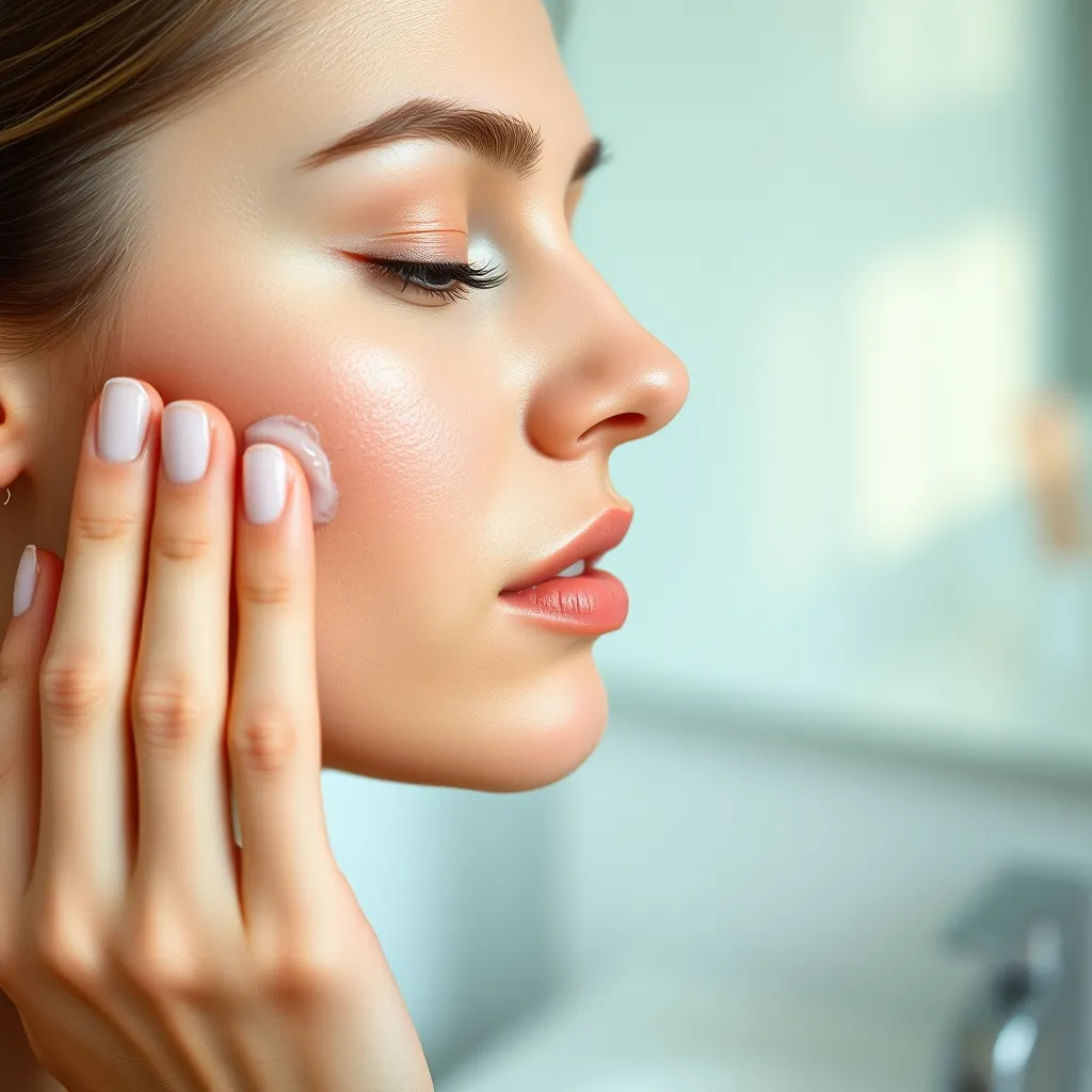 Application d'un sérum exfoliant chimique en couche fine sur peau propre et sèche