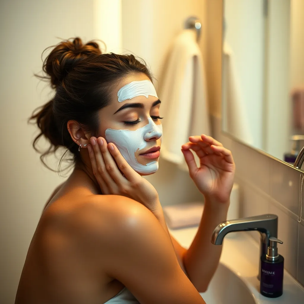 Rinçage du masque à l'eau tiède pour une peau douce et repulpée
