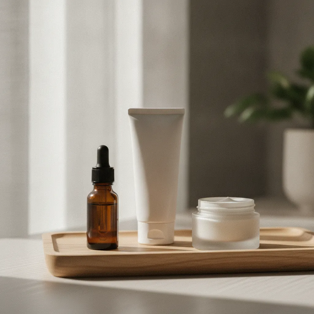 Une routine complète avec acide exfoliant, crème hydratante et protection solaire indispensable