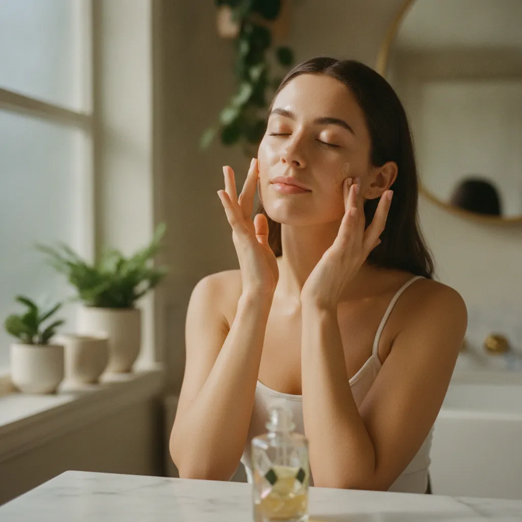 L'application par pressions douces permet à l'huile de chanvre de pénétrer sans agresser la peau