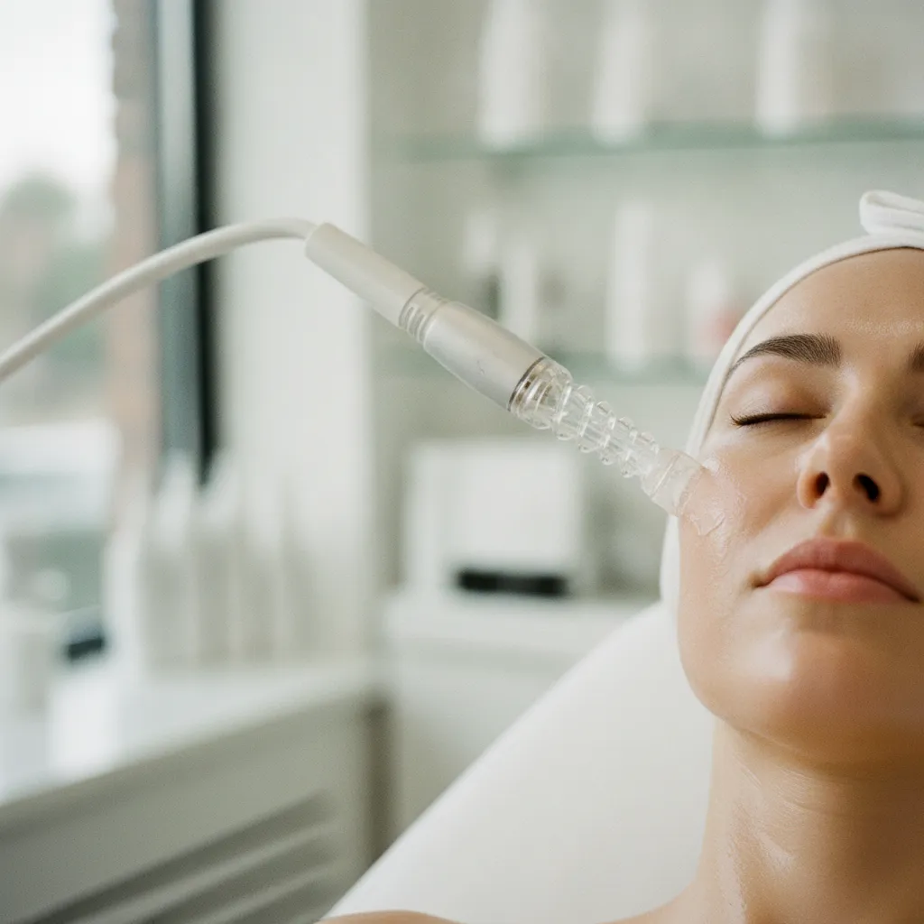 Soin Hydrafacial en cours de réalisation sur le visage