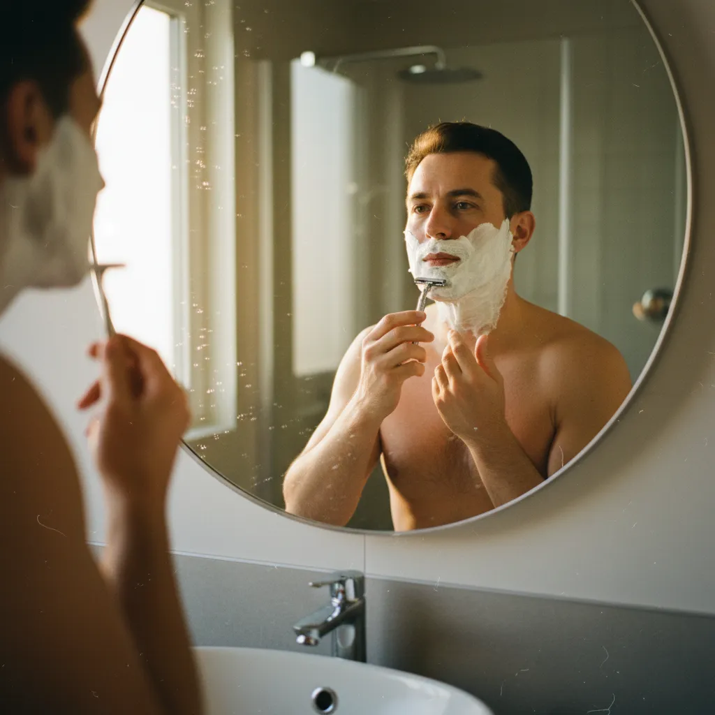 Le masque LED constitue un excellent complément post-rasage pour apaiser les irritations