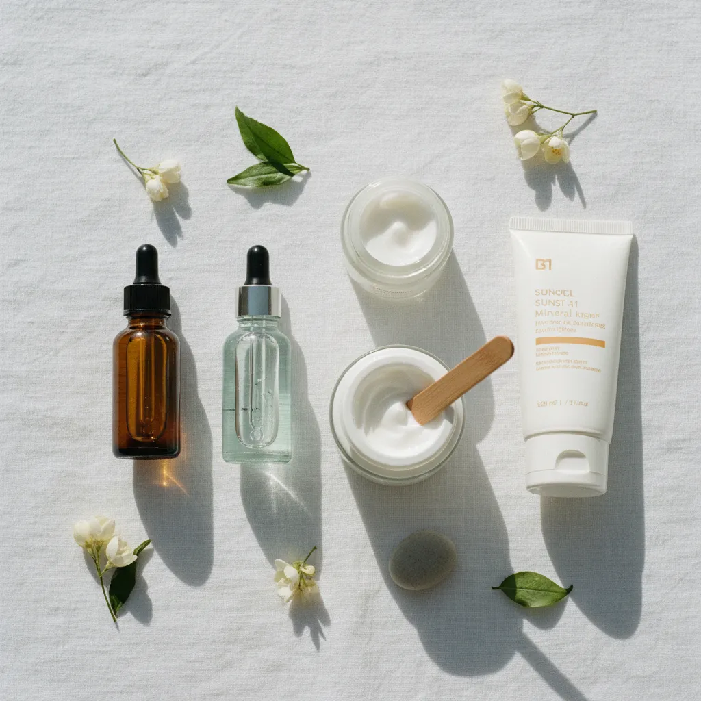 Routine complète du soir avec rétinol, niacinamide et crème hydratante