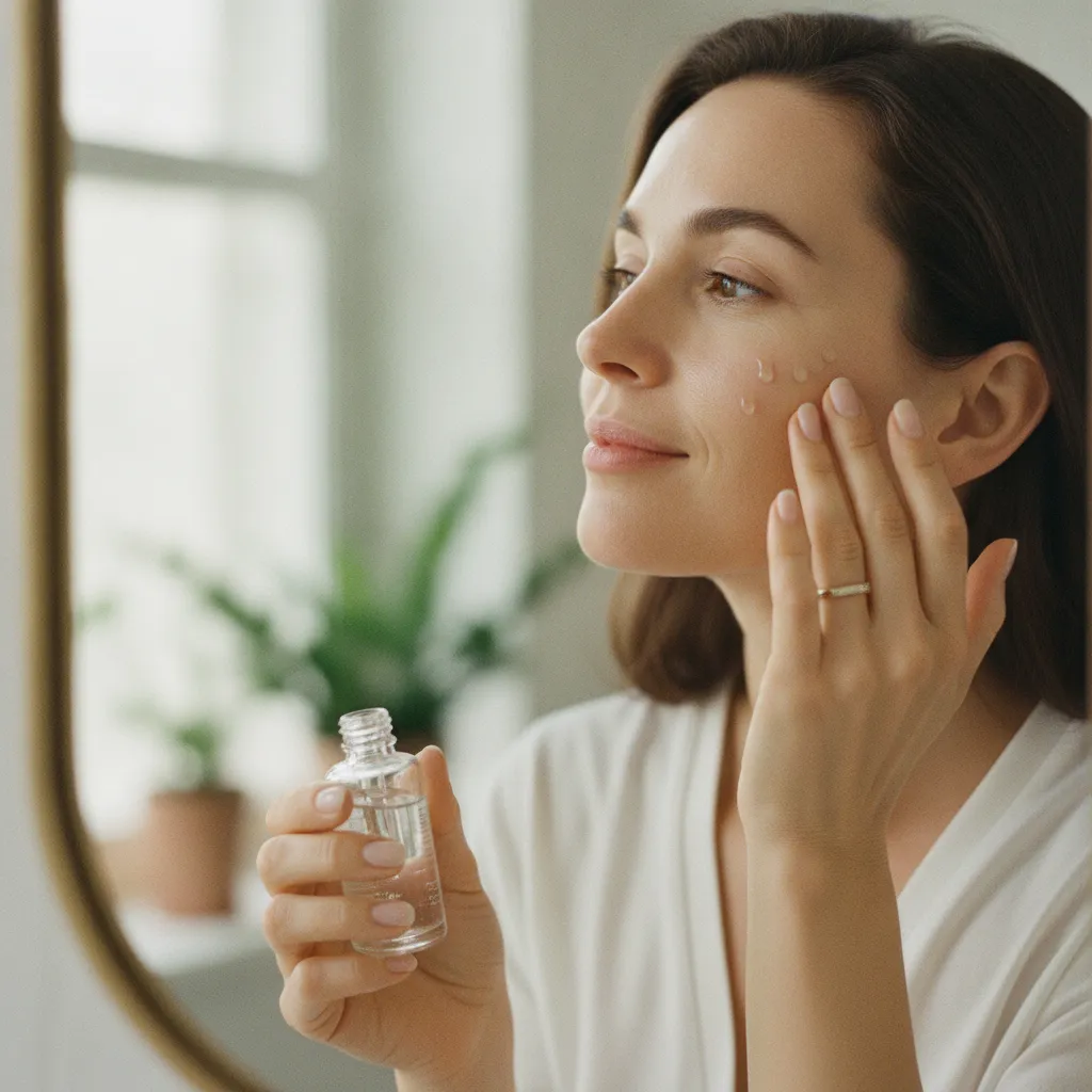L'application d'un sérum à la niacinamide sur peau propre, matin ou soir, pour des résultats optimaux