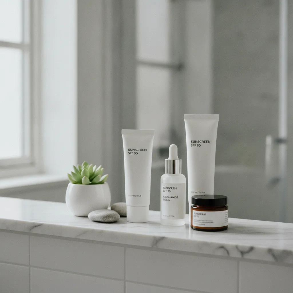 La routine post-microneedling inclut protection solaire et sérum à la niacinamide pour optimiser les résultats