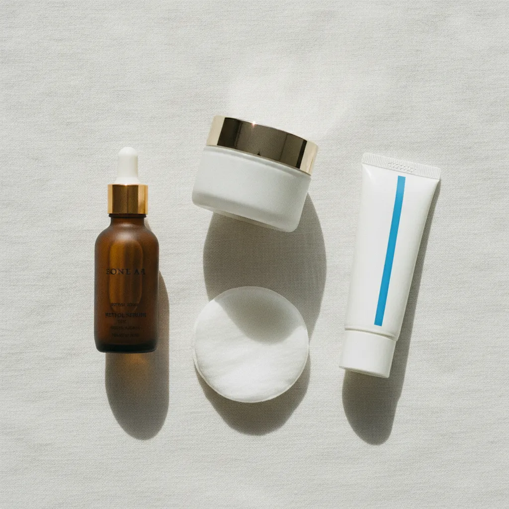 Routine complète associant rétinol, hydratant et protection solaire indispensable