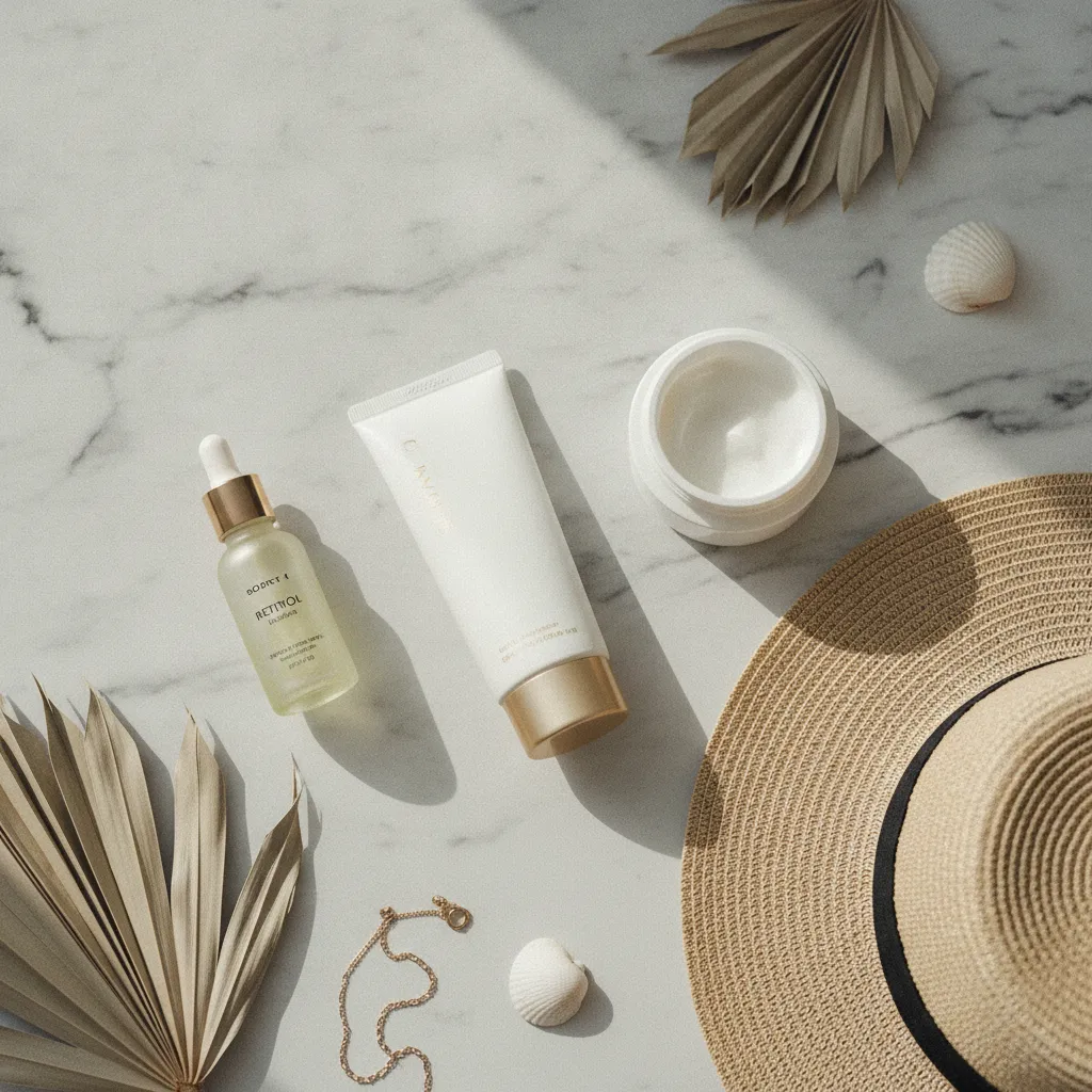 Les indispensables de l'été : rétinol, crème hydratante et écran solaire SPF 50