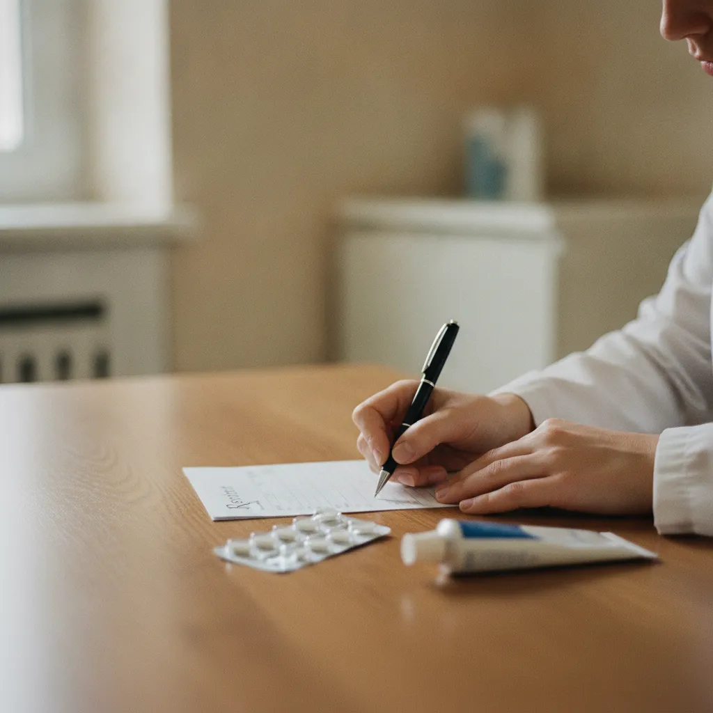 Le traitement antibiotique de la rosacée associe souvent un médicament oral et un topique local